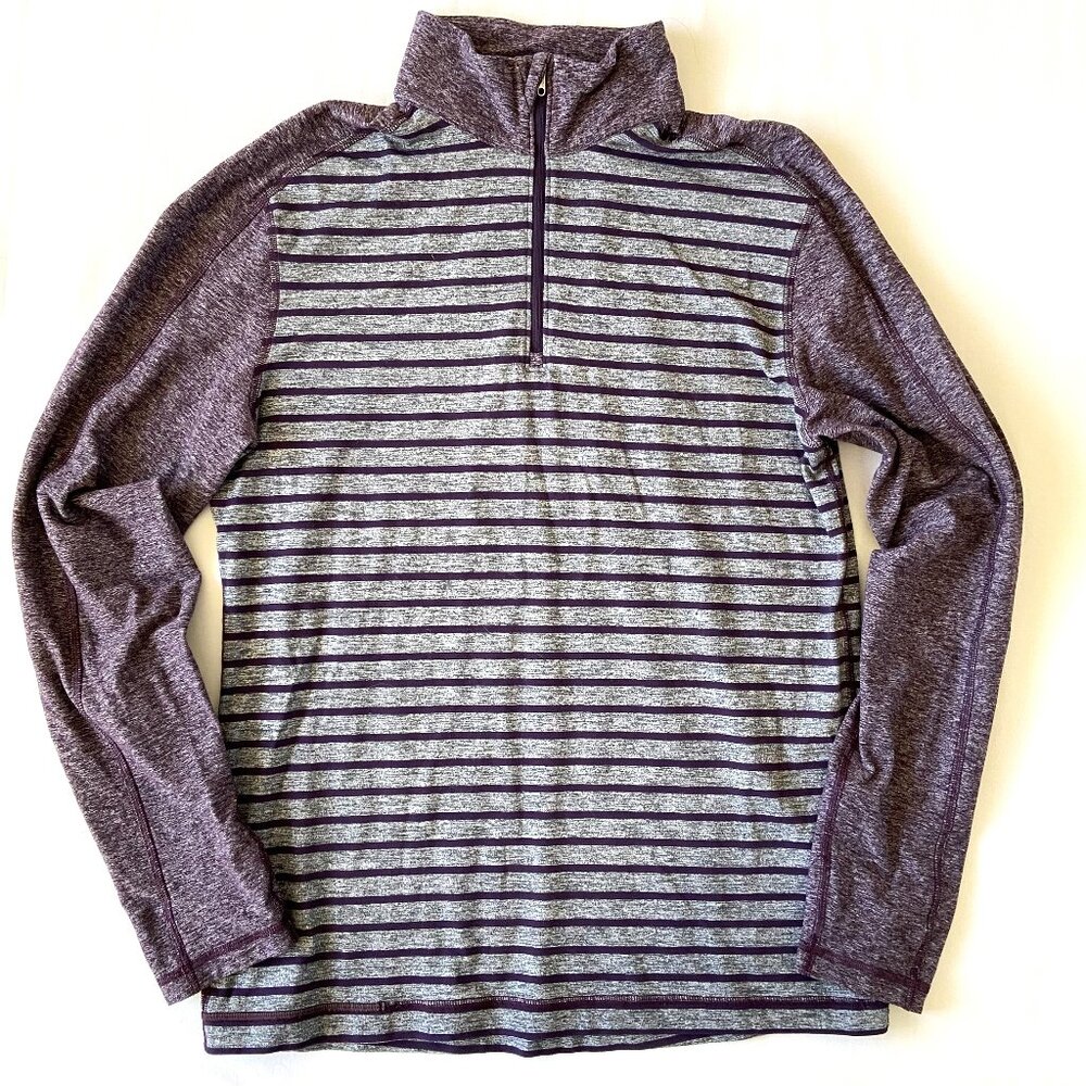 Lululemon Surge Warm 1/2 Zip Men's Large Yachtie Strip heathered Dark Slate